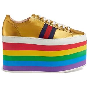 Peggy Rainbow Platform Sneakers by Gucci size 39 with box and dust bag